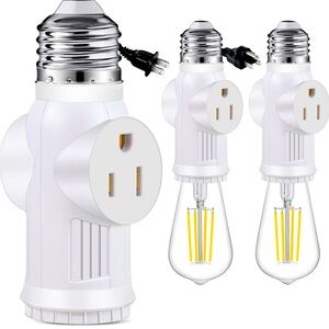 E26/E27 Light Socket to Plug Adapter 2/3 Prong Light Bulb Outlet Adapter
